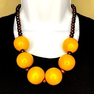 Vintage MidCentury Modern Wood Beaded Necklace